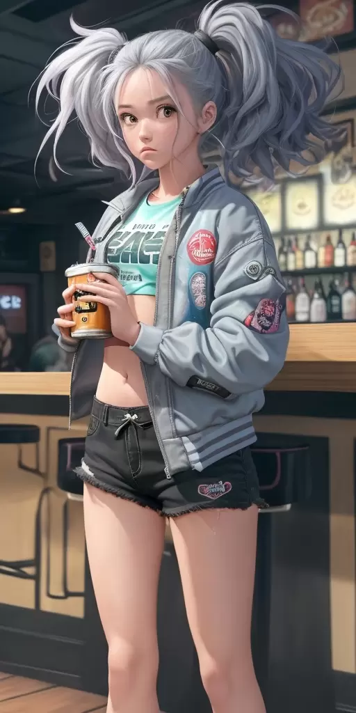 Девушка в баре аниме